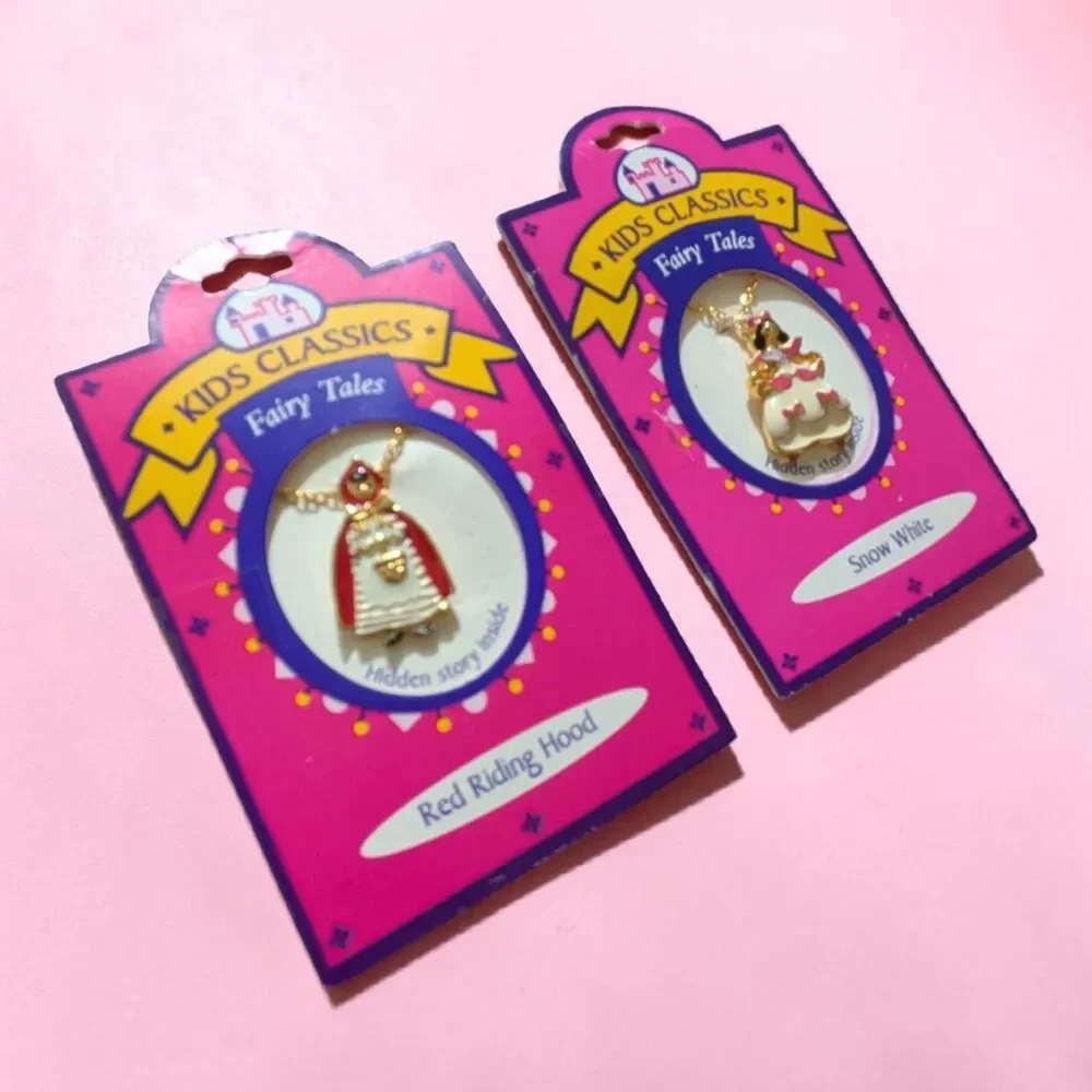 Vintage Kids Classics Fairy Tale Necklace Set, Red Riding Hood & Snow White